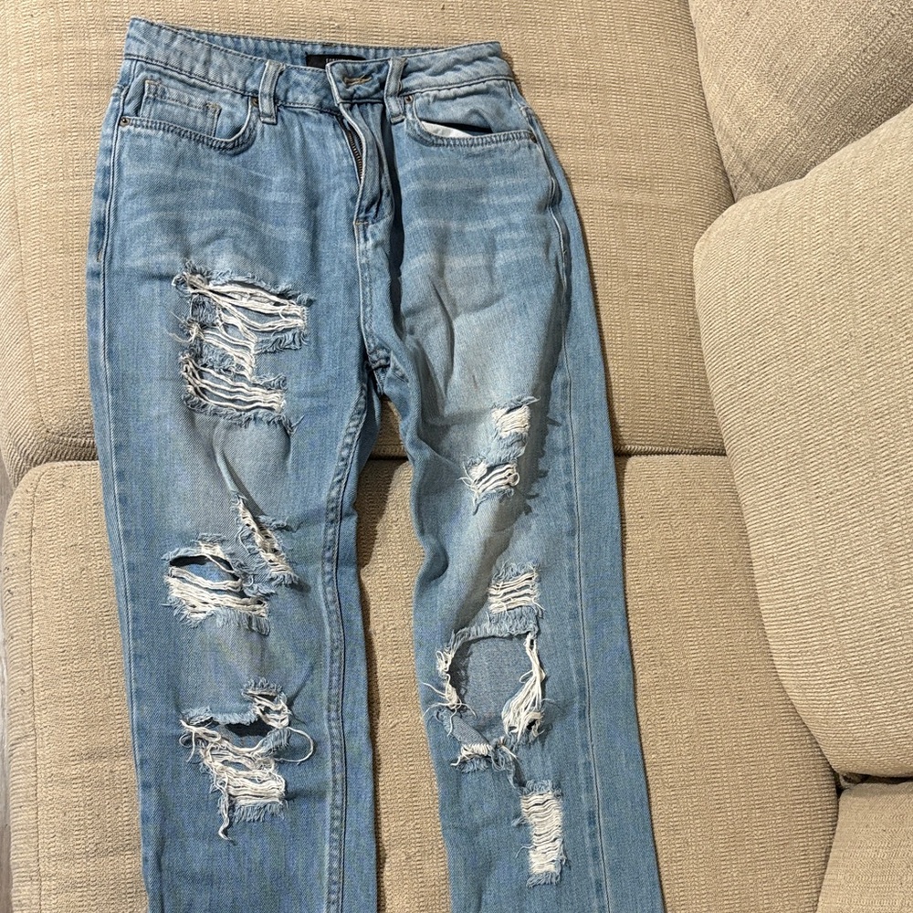 Forever 21 Women's Distressed Blue Boyfriend Jeans